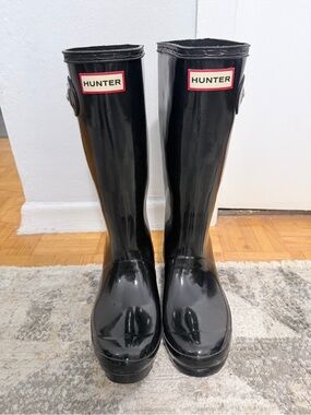 Hunter Kids Black Gloss Rain Boots